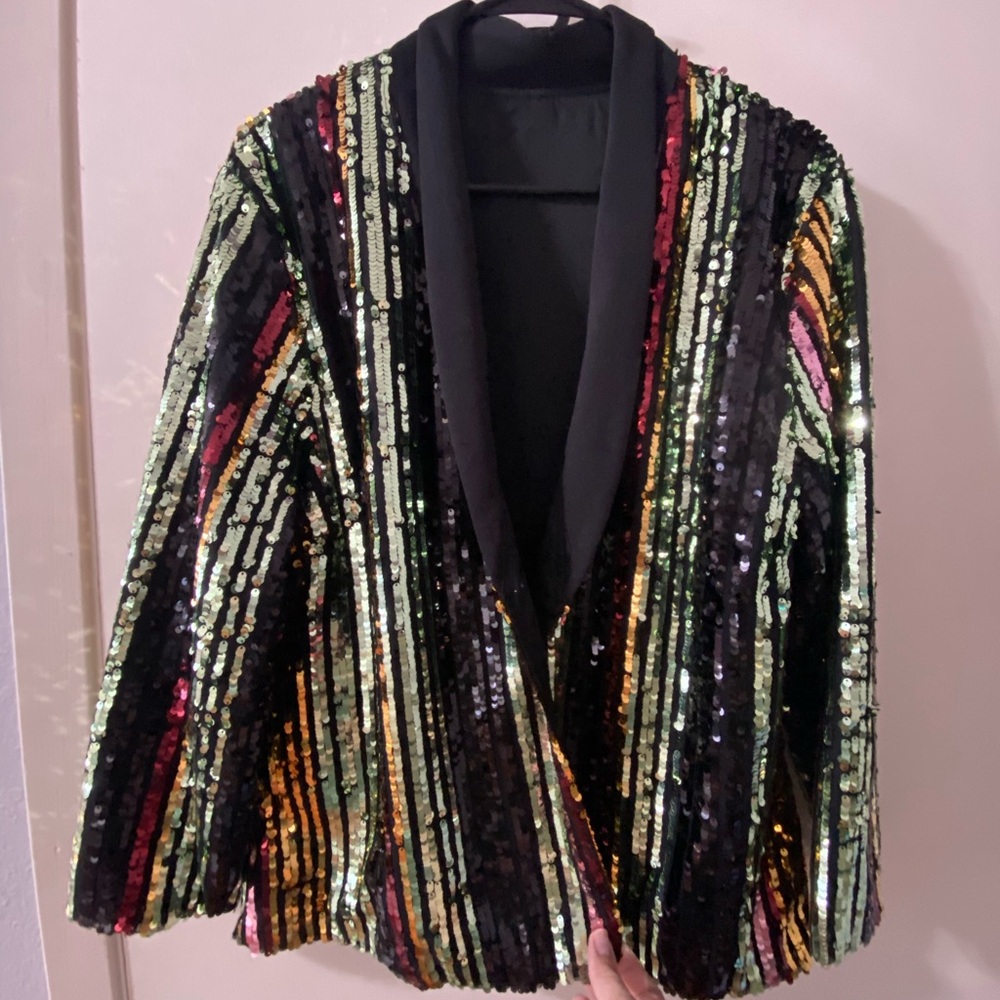 Multicolored, sequined blazer -Tagged a 3X, fits more like L-XL.